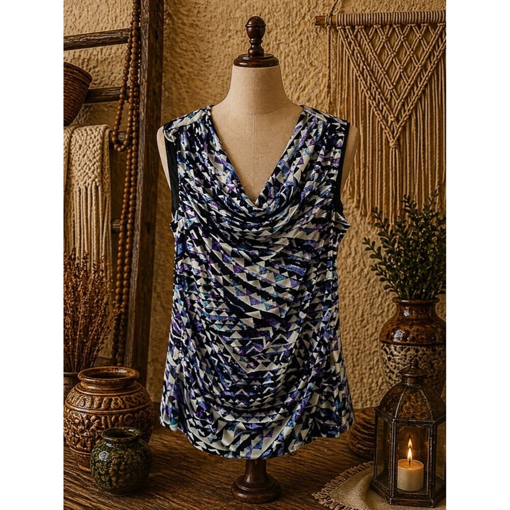 Cable & Gauge Geometric Sleeveless Top XL‎